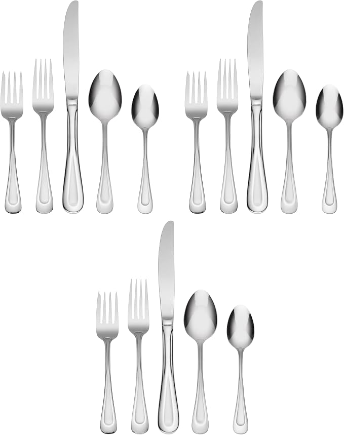 Oneida Satin Sand Dune 20-Piece Flatware Set, Service for 4 (Pack of 3) by Oneida