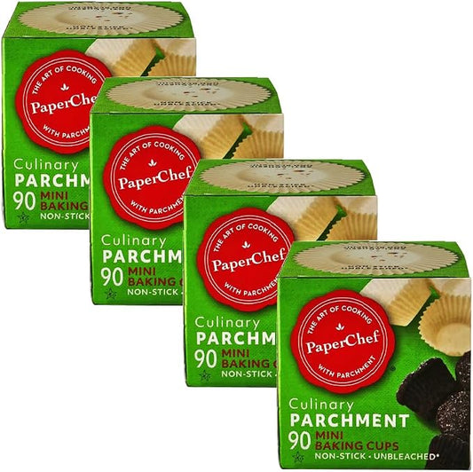 Mini Parchment Baking Cups Nonstick Release 90 Count 4 Pack | Easy Release, Non-Stick, Unbleached & Compostable – Perfect for Mini Muffins & Cupcakes by PaperChef