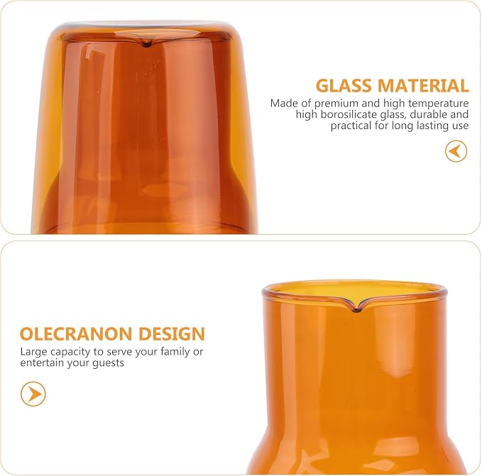 KICHOUSE Amber High Borosilicate Glass Cup and Water Kettle Set Water Bottle and Drinking Tools for Home Office Thanksgiving Parties Picnics Transparent Colored Glassware for Cold Beverages - Image 7