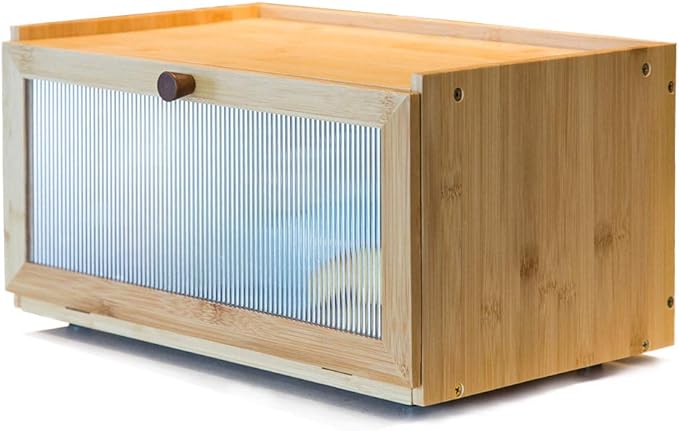 ETMI Bamboo Bread Box for Kitchen Counter-Large Capacity Bread Storage Container Farmhouse Bread Box with Window Bread Holder by ETMI