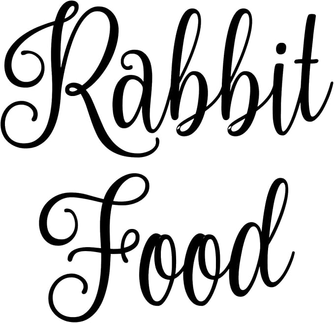 Rabbit Food 4.5w x 4.25h Label | Kitchen Pantry Organization | Die Cut Vinyl Decal | Black Fancy Font (Sticker Only) by MinglewoodTrading