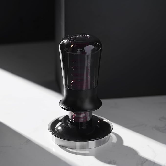 IKAPE 58.3MM Semi-Transparent Espresso Coffee Tamper, Premium Barista Coffee Tamper with Calibrated Spring Loaded, 100% Flat Stainless Steel Base Tamper for Espresso Machine(New Upgrade)