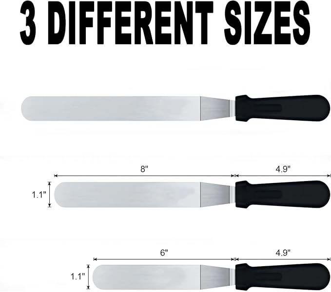 6"+8"Angled Icing Spatula, Lmoszuak Professional food grade stainless steel cake spatula,with Sturdy & Durable Handle Cake Decorating Spatula,Frosting smoother spatulas, for cake decorating,Baking