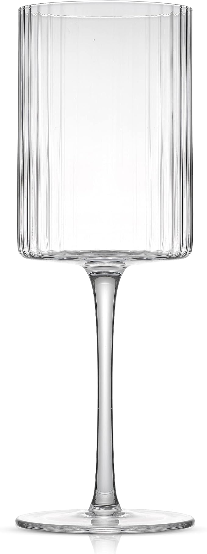 JoyJolt Elle Fluted Wine Glasses, 17.5oz Red Wine Glass Set of 2, Unique Stemmed Glass, Big Long Stem Cocktail Vintage Style Drinking Glasses - Image 4
