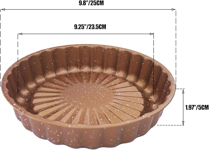 Nonstick Charlotte Cake Mold, 10 Inch Flower Shape Round Baking Pan | Carbon Steel Fluted Cake Tray, Decoration 3D for Jello, Pound Cakes - Coffee Gold, 1PC - Image 2