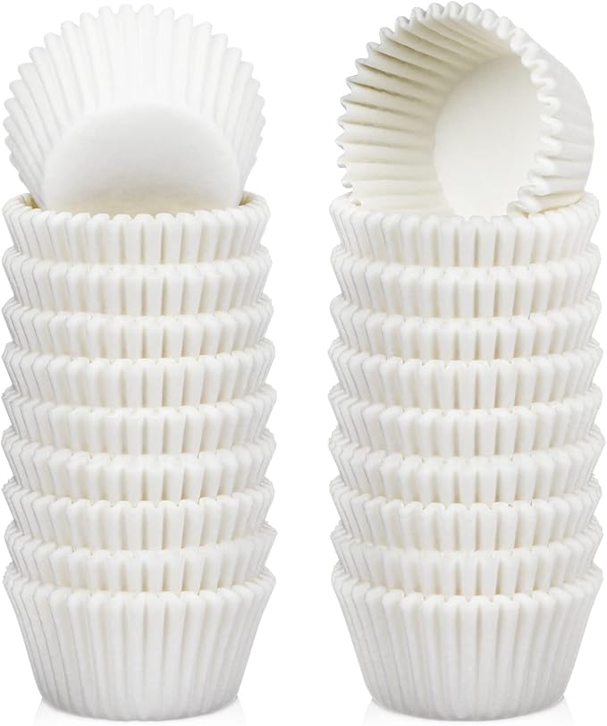 Caperci 500 Count Mini Cupcake Liners White Muffin Liners Greaseproof No Smell Small Cupcake Wrappers Baking Cups by Caperci