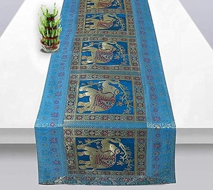Traditional Turquoise Silk Table Runner Decorative Silk Table Cloth Wedding Party Baby Shower Birthday Home Decor Holiday Decorations Table Cover 60X1 6 Inchs by Unknown