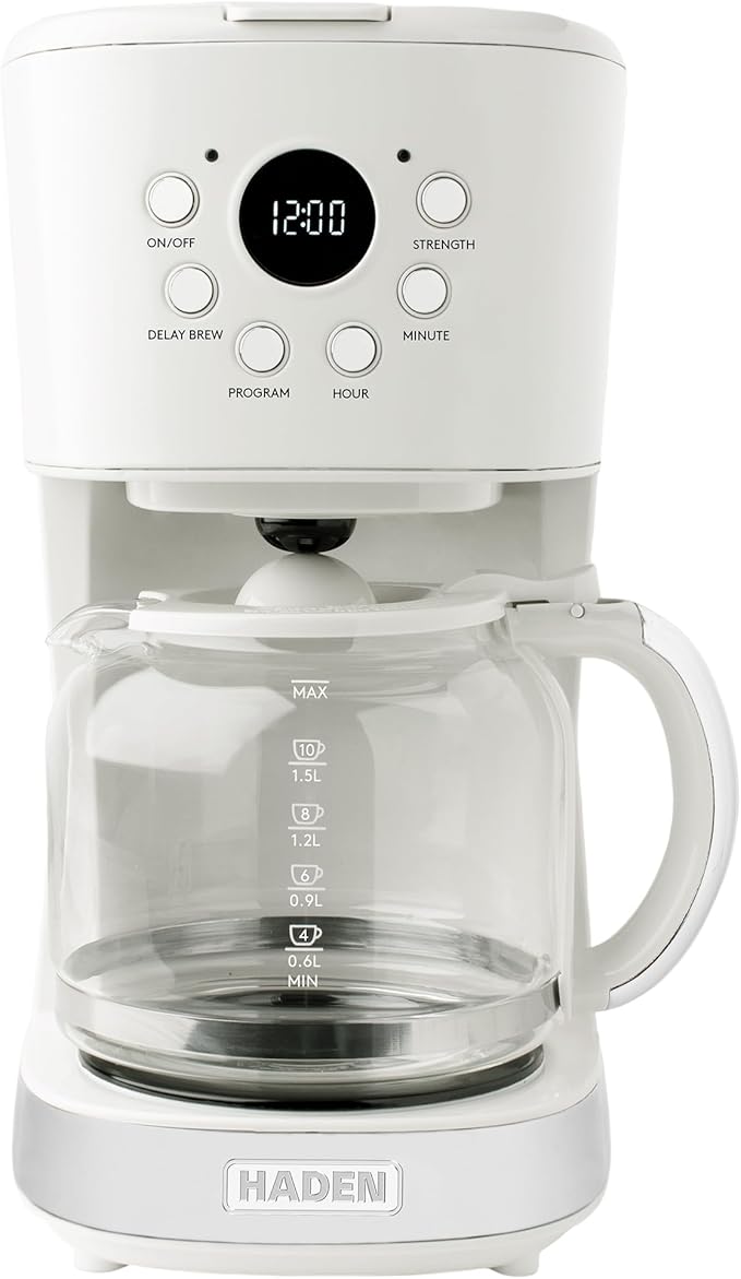 HADEN Coffee Machine, 12 Cup Programmable Drip Coffee Maker | with Auto Shut-Off Function and Reusable Washable Water Filter, Ivory & Chrome by Unknown