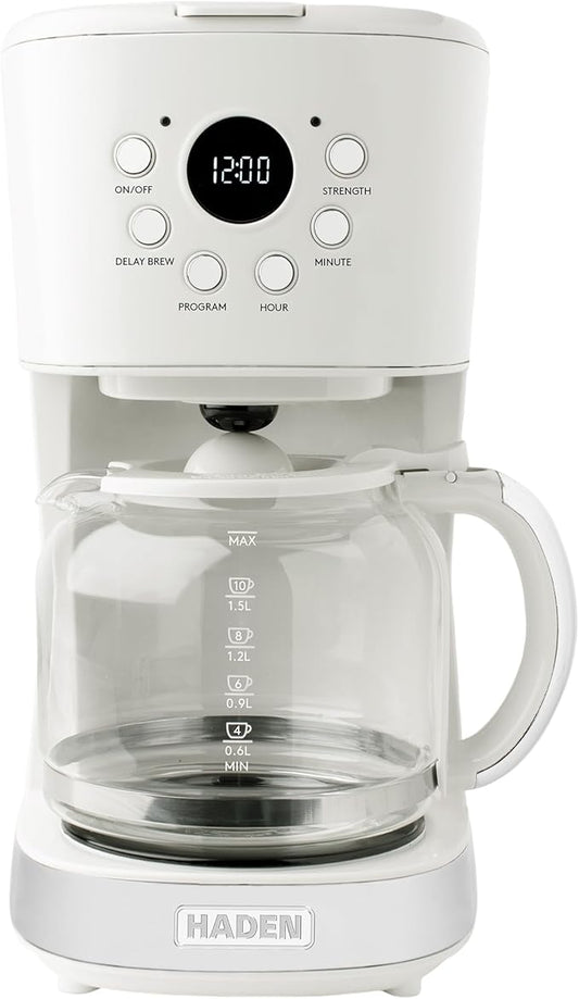 HADEN Coffee Machine, 12 Cup Programmable Drip Coffee Maker | with Auto Shut-Off Function and Reusable Washable Water Filter, Ivory & Chrome by Unknown