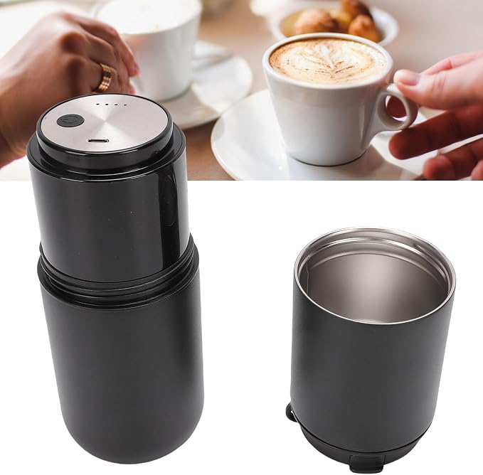 Keenso Electric Coffee Maker with Mill Portable Rechargeable 350ML Coffee Machine for Camping Office Travel (Black) - Image 4