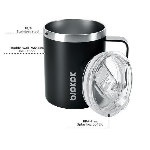 BJPKPK 2PCS Insulated Coffee Mug with Lid, 14oz Stainless Steel Tumbler | Travel Coffee Mug with Handle, Vacuum Insulated Tumbler Cup for Camping, Office, Home, BPA Free Lid, Hot & Cold - Image 2