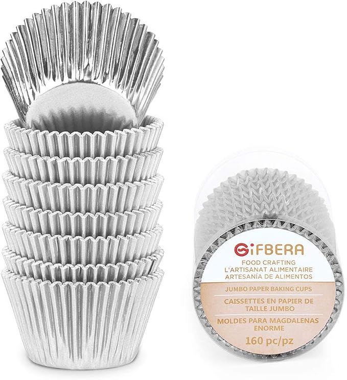 Silver Foil Jumbo Cupcake Liners Metallic Muffin Baking Cups, 160-Count - Image 7