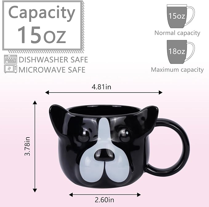 Dog Mug 14 oz Cute Ceramic Coffee Mug 3D Porcelain Tea Cup for Women Men Kids - Kawaii Dog Lover Gift for Christmas Housewarming Holiday Birthday - Image 2