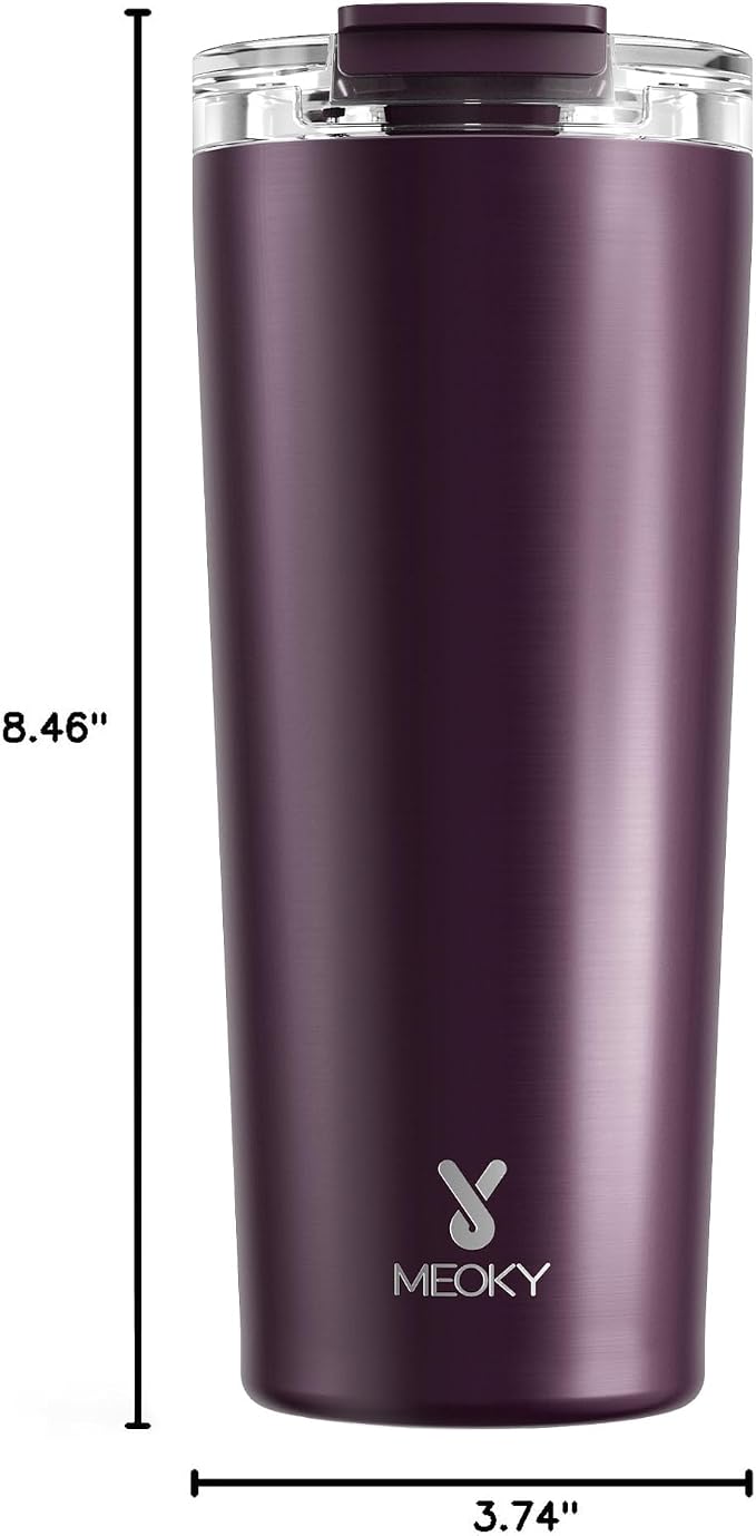 Meoky 24 oz Insulated Travel Coffee Mug: Leak Proof Lid, Plum | Stainless Steel Coffee Tumbler, Keeps Hot for 8 Hours or Cold for 24 Hours, Fits in Car Cup Holder, BPA Free - Image 3