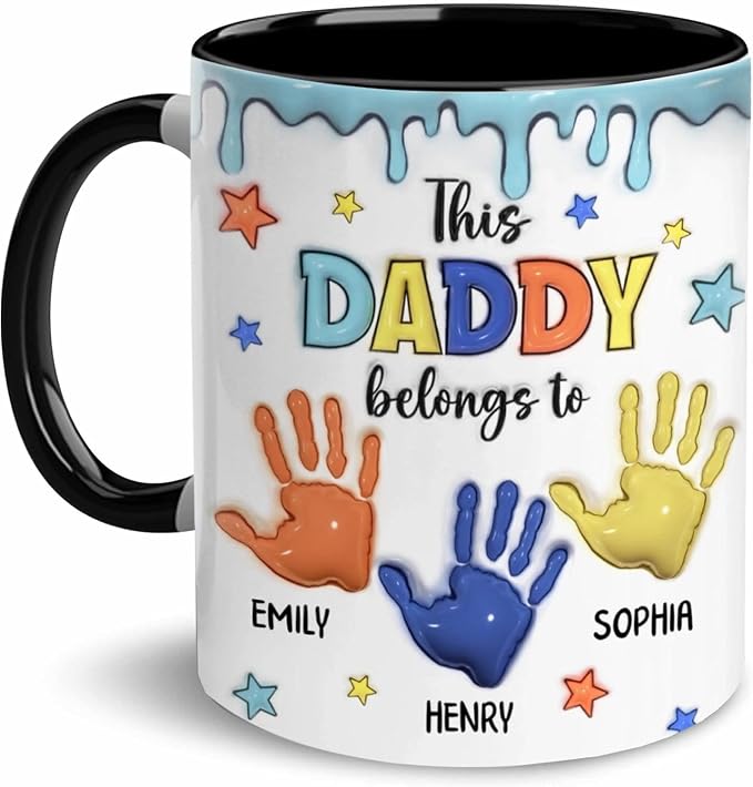 LOVELYPOD Custom Dad Mug with Kids Names, This Daddy Belongs to, Fathers Day Mugs, Dad Gifts from Daughter Son, Fathers Day Presents, Personalized Coffee Cup, Custom Daddy Gifts by LOVELYPOD