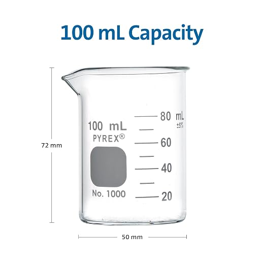 PYREX Griffin Borosilicate Glass Beaker- Low Form Graduated Measuring Beaker with Spout– Premium Scientific Glassware for Laboratories, Classrooms or Home Use - PYREX Chemistry Glassware, 100mL, 12/Pk - Image 3