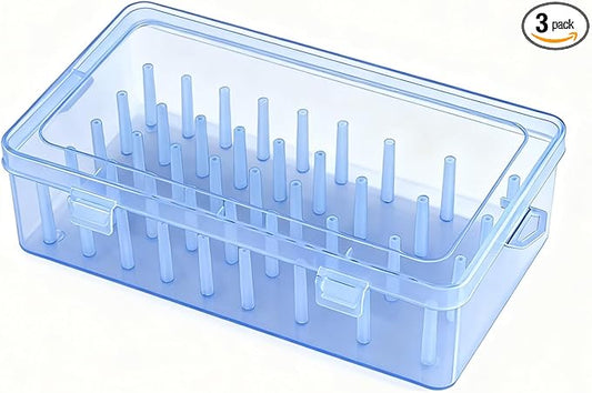 3pcs Piping Tips Organizer with Fixed Pins 72/126-Capacity Cake Decorating Storage Box for Baking Tools (1pcs-42 blue)