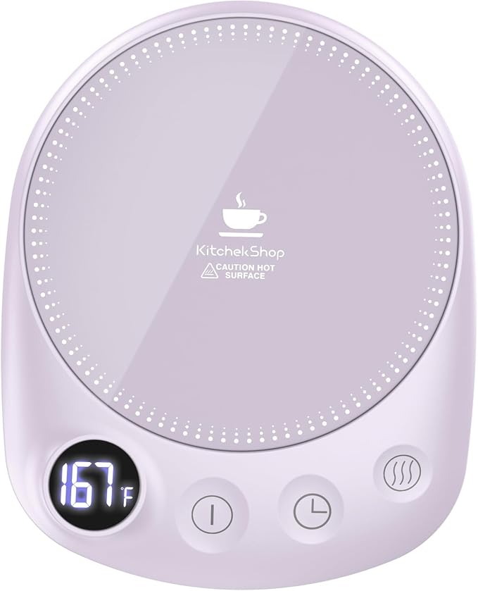 Coffee Mug Warmer - Fastest Heating & Highest Temperature, Coffee Cup Warmer for Desk Auto Shut Off, 4 Temp Settings & 1-12H Timer, Smart Electric Beverage Warmer for Coffee, Tea (Purple) by Kitchekshop
