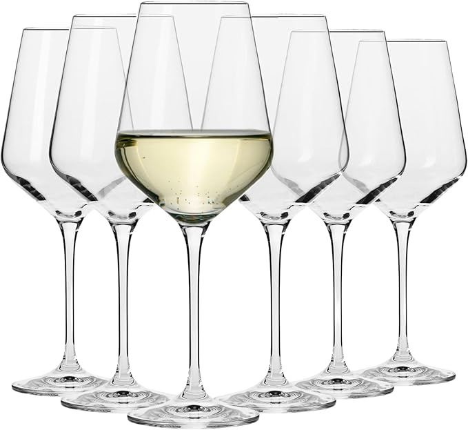 Krosno White Wine Glasses Set of 6, 13.2 oz, Avant-Garde Collection | Wine Tumbler with Stem, Lead-Free Crystal Glassware, Drinking Glasses, Elegant Cups, Home & Restaurant, Dishwasher Safe by Krosno