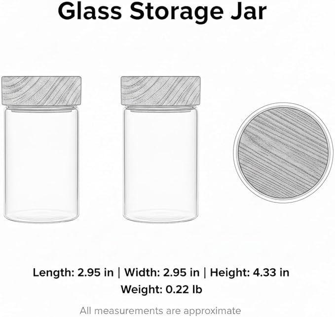Glass Storage Jar with Acacia Wood Lid, Borosilicate Food Canister for Coffee Beans Tea Sugar Dry Pantry Staples (1 PC) - Image 7
