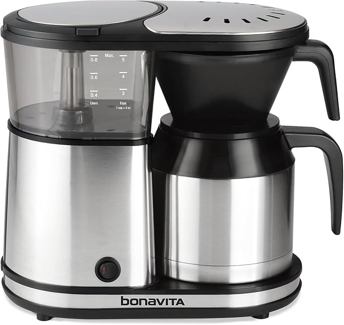 Bonavita 5 Cup Drip Coffee Maker Machine, One-Touch Pour Over, Auto Pause Brewing with Stainless Steel Double Wall Thermal Carafe, SCA Certified, Dishwasher Safe, BV1500TS by Bonavita