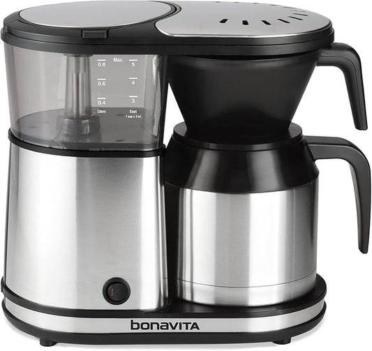 Bonavita 5 Cup Drip Coffee Maker Machine, One-Touch Pour Over, Auto Pause Brewing with Stainless Steel Double Wall Thermal Carafe, SCA Certified, Dishwasher Safe, BV1500TS by Bonavita