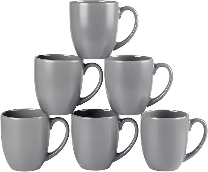 GBhome 16 oz Coffee Mug Set of 6, Large Ceramic Coffee Mugs for Men Women | Modern Stoneware Coffee Mugs Set with Handle for Tea/Latte/Cappuccino/Milk/Cocoa, Dishwasher & Microwave Safe by GBhome