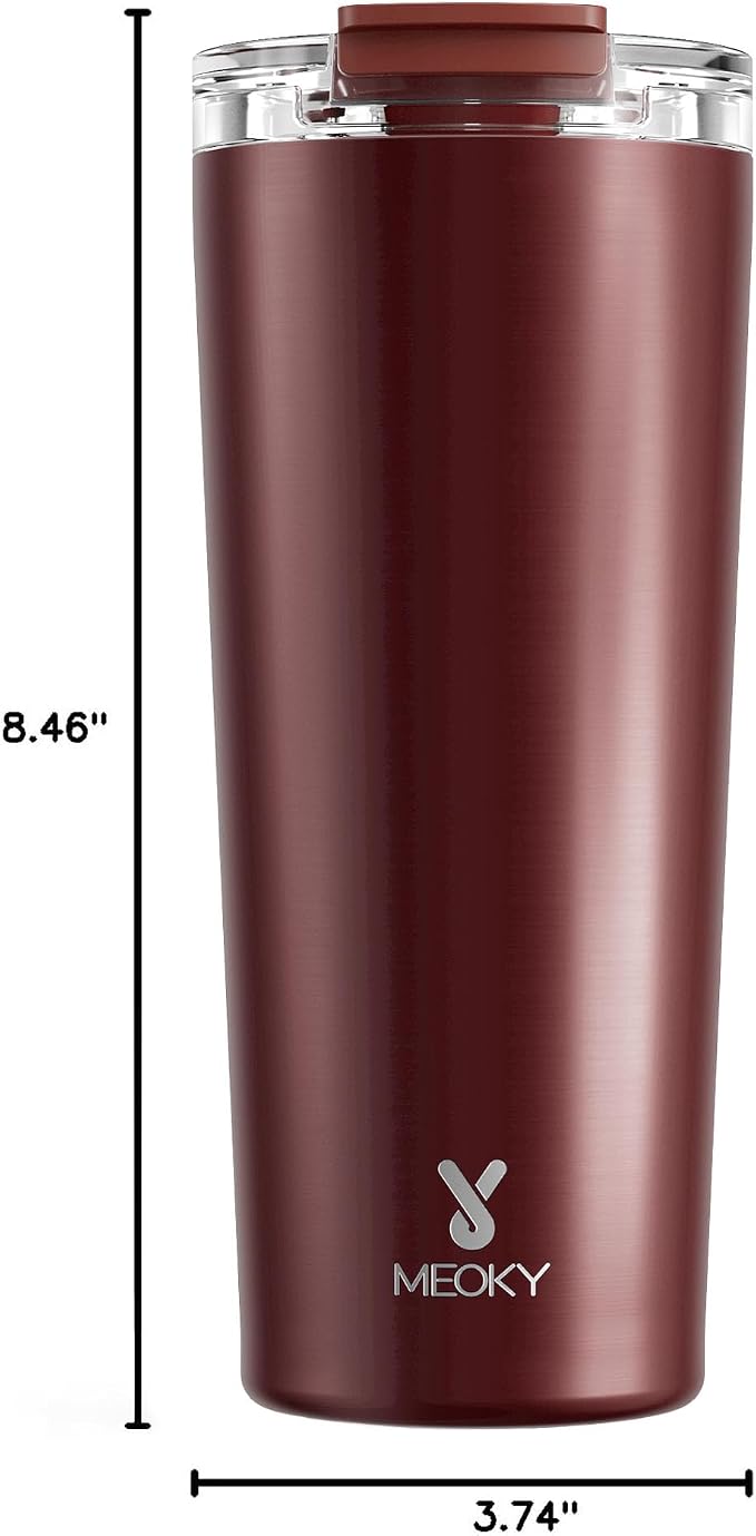 Meoky 24 oz Insulated Travel Coffee Mug: Leak Proof Lid, Mahogany | Stainless Steel Coffee Tumbler, Keeps Hot for 8 Hours or Cold for 24 Hours, Fits in Car Cup Holder, BPA Free - Image 3