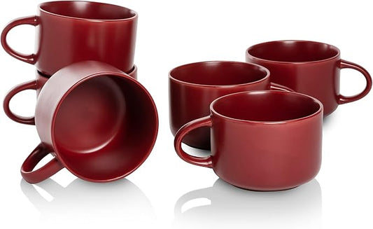10 Strawberry Street Wazee Matte 4.75"/22 oz Oversized Mug, Set of 6, Red by 10StrawberryStreet