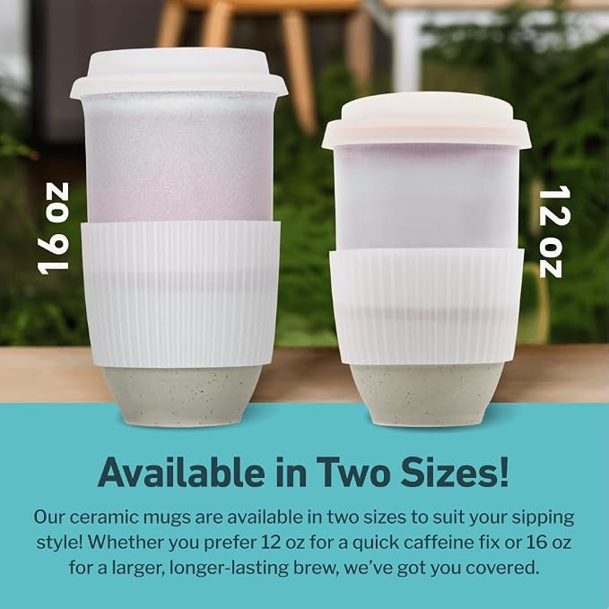 NOVA CERAMICS Coffee Travel Mug – Reusable To Go Mug – Microwave & Dishwasher Safe White & Purple Tumbler - Gifts For Women Men Him Her – 16oz – Horizon - Image 5