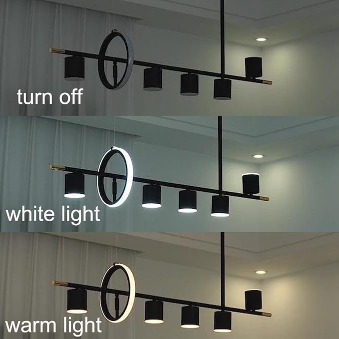 Siittoo 40" Modern LED Pendant Light, Dimmable Black Kitchen Island Light | 40W Remote-Controlled LED, Adjustable 3000K-6000K Lighting with Spotlights for Kitchen Island, Dining Room & Bar - Image 7