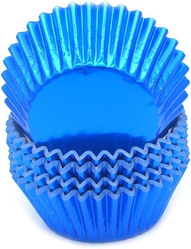 Standard Blue Foil Cupcake Liners Muffin Baking Cups for Party and More, 100-Count by Mombake