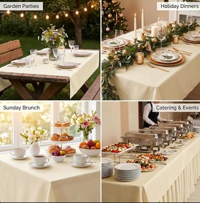 Urban Villa Tablecloth Cotton Tabletop 60x102 (8-10 Seats) Ivory - Image 4