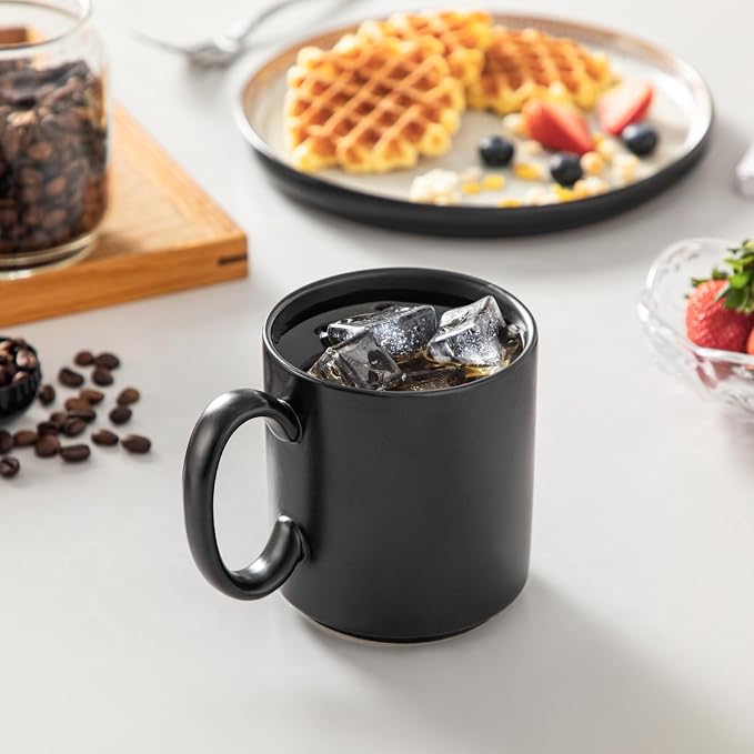 vancasso Porcelain Coffee Mugs Set of 6, 16 Oz Large Black Coffee Cups for Latte, Cappuccino, Tea & Hot Cocoa, Sleek Modern Café Style for Home, Office & Coffee Bar, Microwave & Dishwasher Safe - Image 7