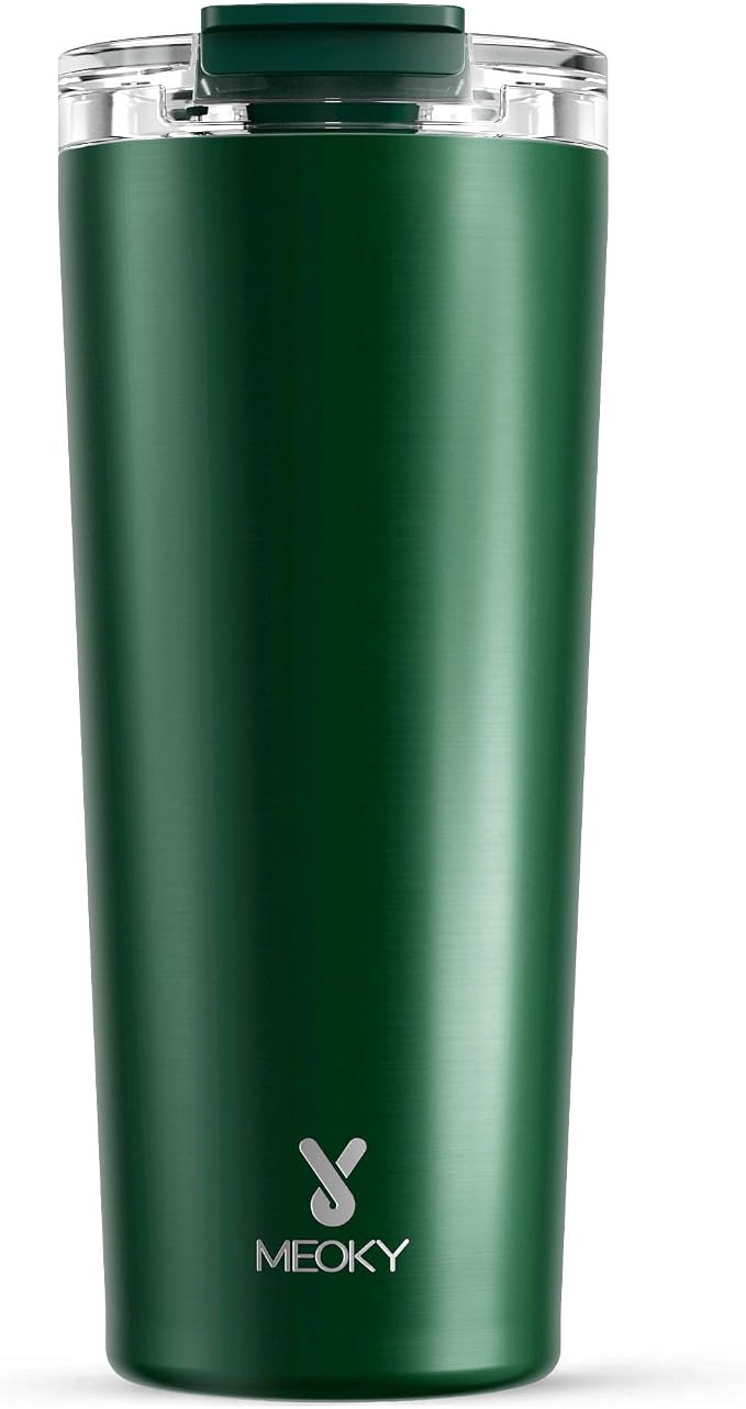 Meoky 24 oz Insulated Travel Coffee Mug: Leak Proof Lid, Evergreen | Stainless Steel Coffee Tumbler, Keeps Hot for 8 Hours or Cold for 24 Hours, Fits in Car Cup Holder, BPA Free by MEOKY