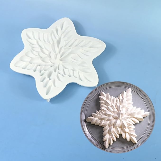 mostsom 3D Snowflower Silicone Mold for Baking, Mousse Cake Molds for French Desserts, Pastry, Chocolate, Cupcake, Pudding, Jello, Fondant, Soap, Nonstick Decoration Mould Baking Tools (G_ Snowflower)