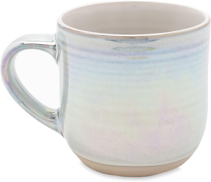 Elanze Designs Glossy Reactive Glaze Large 17 Fluid Ounce Everyday Kitchen Food Grade Ceramic Stoneware Coffee Mug Cup with Comfort Curved Handles, Set of 4, White - Image 2