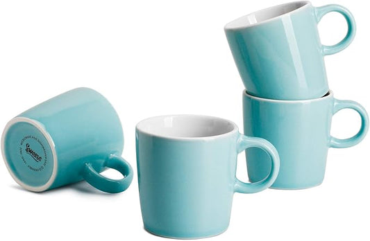 Sweese 3.5oz Porcelain Espresso Cups Set of 4, Mini Coffee Mugs Demitasse Cups - Turquoise by Sweese