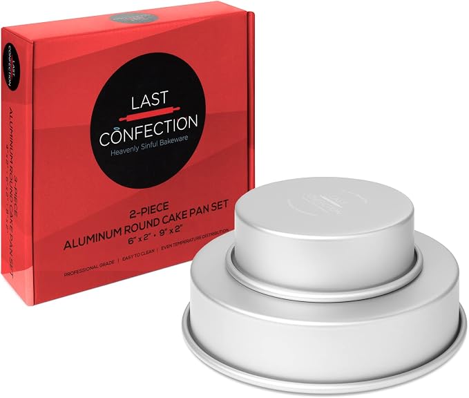 Round Cake Pans, Includes 6" x 2" and 9" x 2" Anodized Aluminum Cake Pans, 2pc Baking Tin Set - Image 4