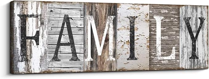 Pinetree Art Quotes Wall Art Decor, Family Decorative Signs Inspirational Motto Canvas Prints with Solid Wood Inner Frame (Family, 23.6 x 7.9 inch) by PinetreeArt