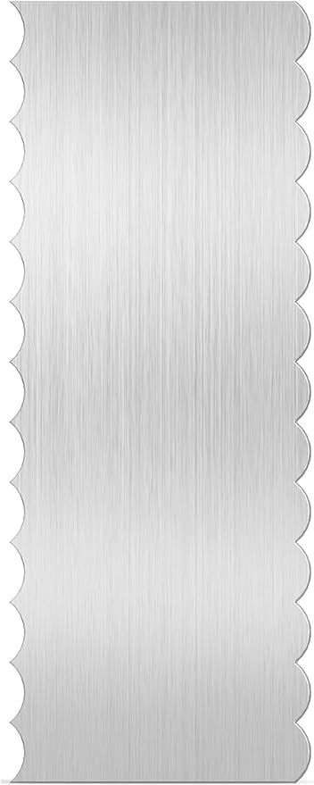 Stainless Steel Cake Scraper Large Double Sided Patterned Edge Stripe Edge Smoother Scraper Cake Decorating Comb Pastry Cutter for Mousse Butter Cream Decoration (Scraper 3#)