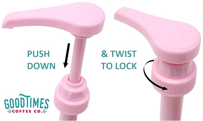 Pink Coffee Syrup Pump for 750 ml Bottles (Pack of 4) Fits Jordans Skinny, Torani, DaVinci, Upouria and (Monin 1 Liter Plastic Bottles Only)