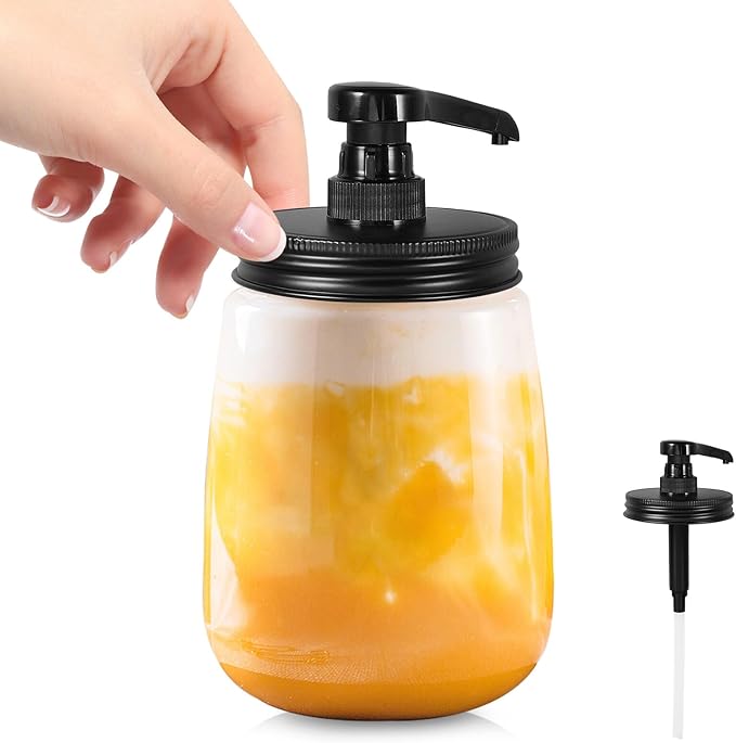 Reusable Mason Jar Syrup Pump Dispenser Replacement for Syrup Bottles Bottle Dispenser Pump for Honey Condiments and Kitchen Use Easy to Install and Lightweight