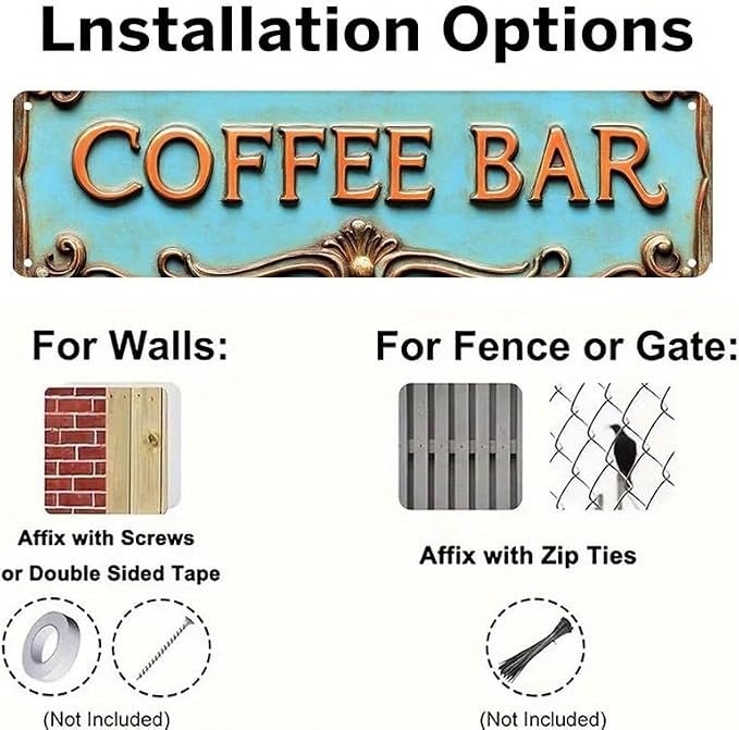 Bar Sign Bar Gifts Vintage Metal Wall Decor Sign"COFFEE BAR" Street Sign Funny Man Cave Decor Accessories for Home, Bar, Bathroom, Bedroom Unique Retro Tin Signs for Outdoor 4 X 16 inches - Image 5
