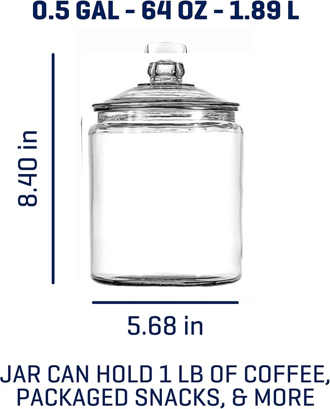 Anchor Hocking Heritage Hill 1/2 Gallon Glass Jar with Lid, Set of 2 - Image 3