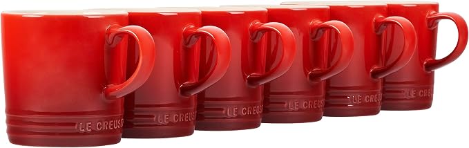 Le Creuset Stoneware Set of 6 London Mugs, 12 oz. Each, Cerise by Unknown