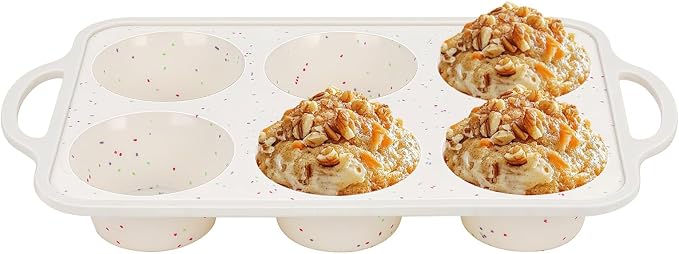 Silicone Jumbo Muffin Pan for Baking with Metal Reinforced Frame, 6 Cup Nonstick Extra Large Muffin Tin, BPA Free Cupcake Pan and Dishwasher Safe Big Muffin Pan by Fimary