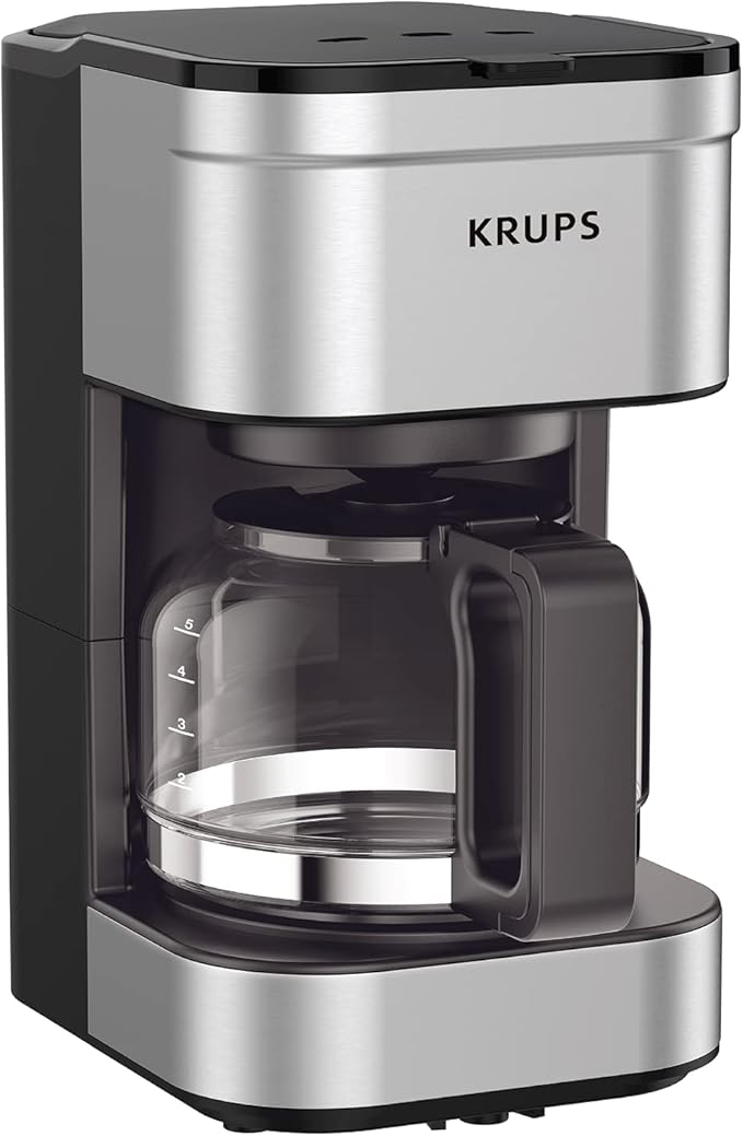 KRUPS Simply Brew Compact 5 Cup Coffee Maker: Stainless Steel Design, Pause & Brew, Keep Warm, Reusable Filter, Drip-Free Carafe by KRUPS