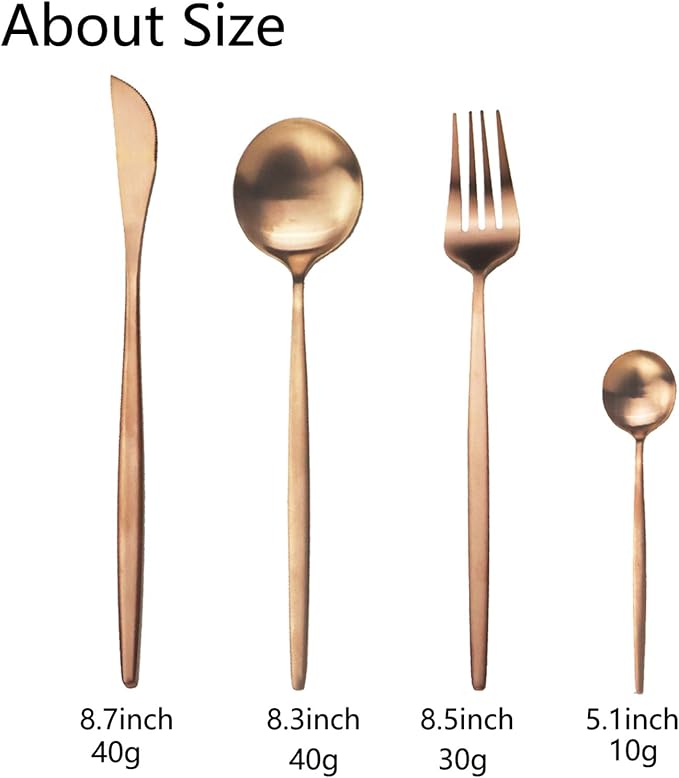 JASHII Silverware Set, 24-Piece Stainless Steel Flatware Set,Kitchen Utensil Set Service for 6,Tableware Cutlery Set for Home, Dishwasher Safe (Matte Rose) - Image 3