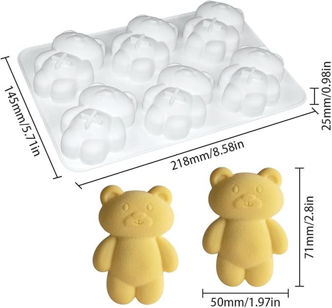 mostsom 3D Bear Shape Silicone Molds for Baking Mousse Cake, Fondant Mold, French Dessert, Pastry Chocolate Mould, Soap, and Ice Cream, Baking Mold for Cakes (B_ Bear)